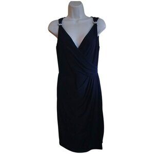 Ralph Lauren V-Neck Faux Wrap Navy Blue Dress Size 4
